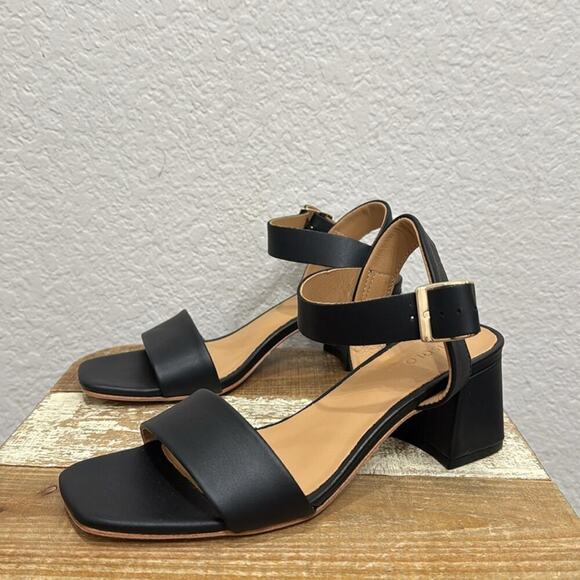 Nisolo Stella Go To Block Heel Black Leather Sandals Size 6 - Picture 6 of 10